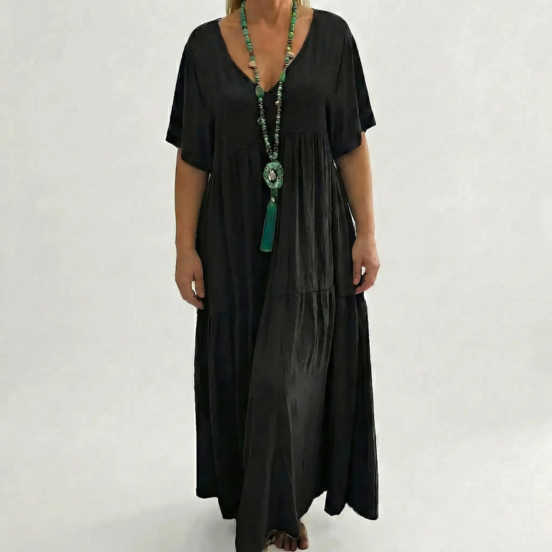 Loose V-Neck Long Dress - Blanca