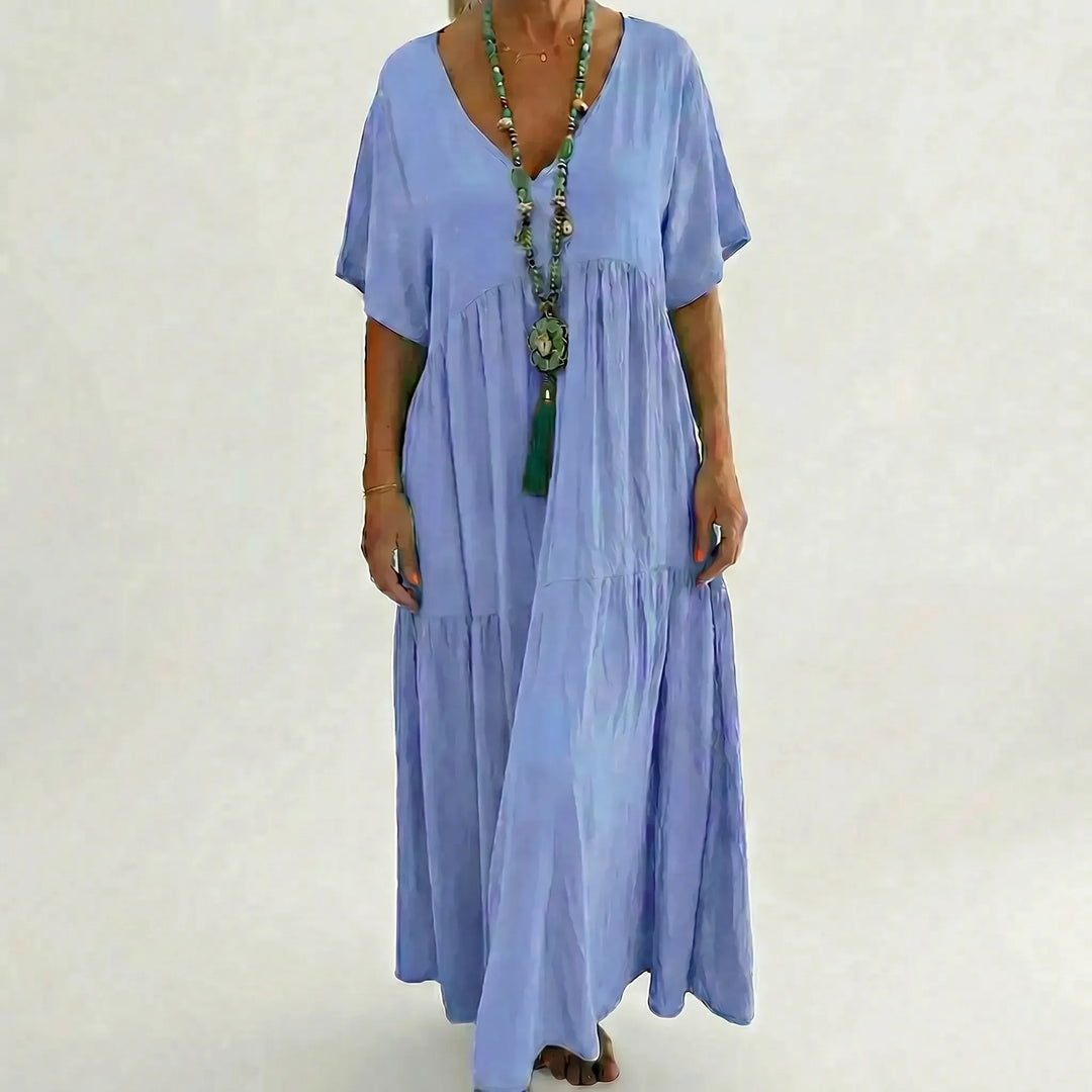 Loose V-Neck Long Dress - Blanca