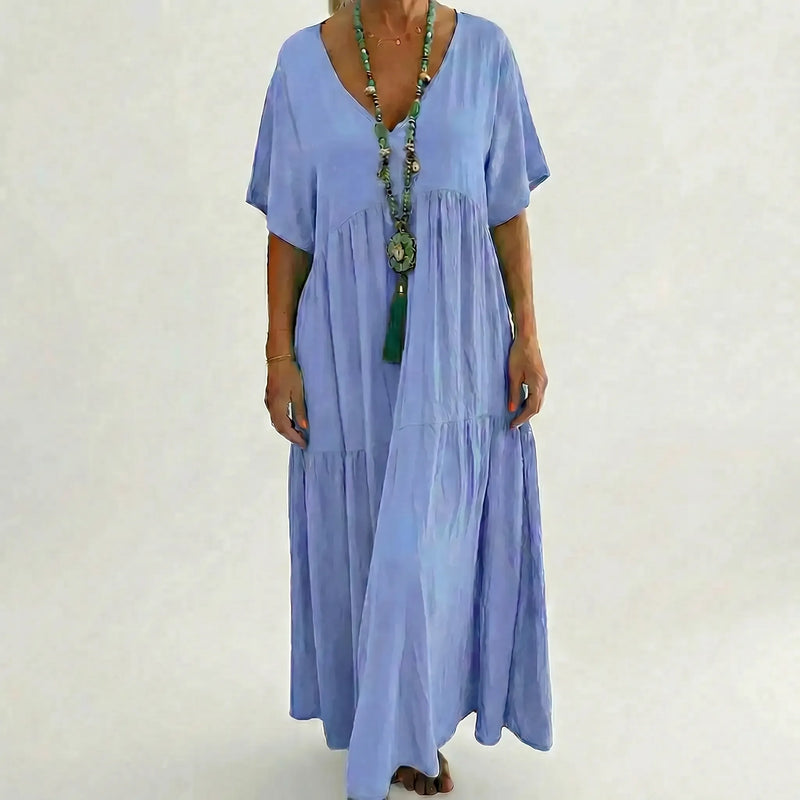 Loose V-Neck Long Dress - Blanca