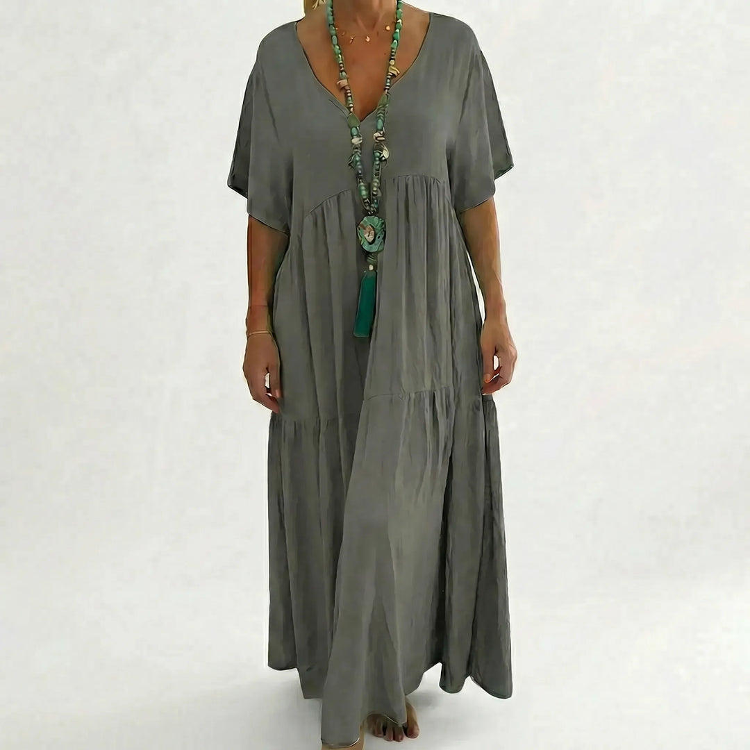 Loose V-Neck Long Dress - Blanca