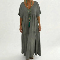 Loose V-Neck Long Dress - Blanca