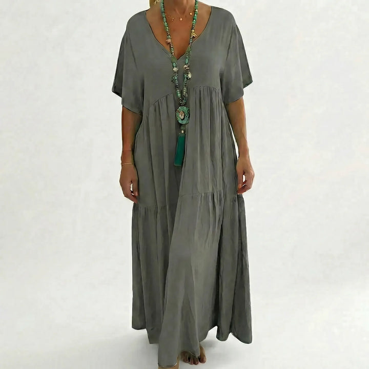 Loose V-Neck Long Dress - Blanca