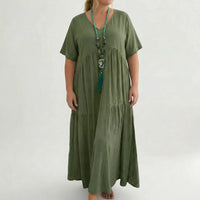 Loose V-Neck Long Dress - Blanca