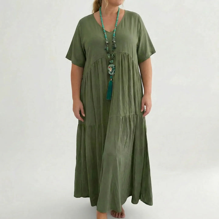 Loose V-Neck Long Dress - Blanca