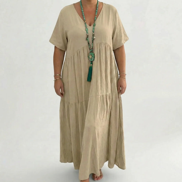 Loose V-Neck Long Dress - Blanca