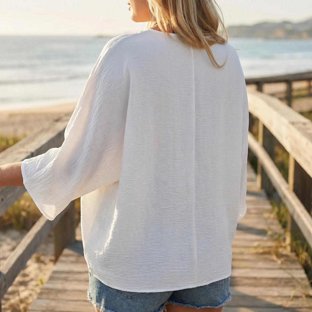 Loose V-Neck Long Sleeve Blouse - Vera