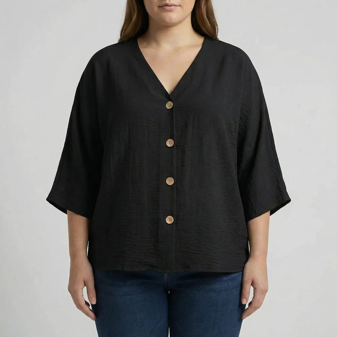 Loose V-Neck Long Sleeve Blouse - Vera