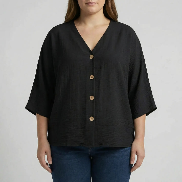 Loose V-Neck Long Sleeve Blouse - Vera