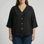 Loose V-Neck Long Sleeve Blouse - Vera