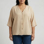 Loose V-Neck Long Sleeve Blouse - Vera