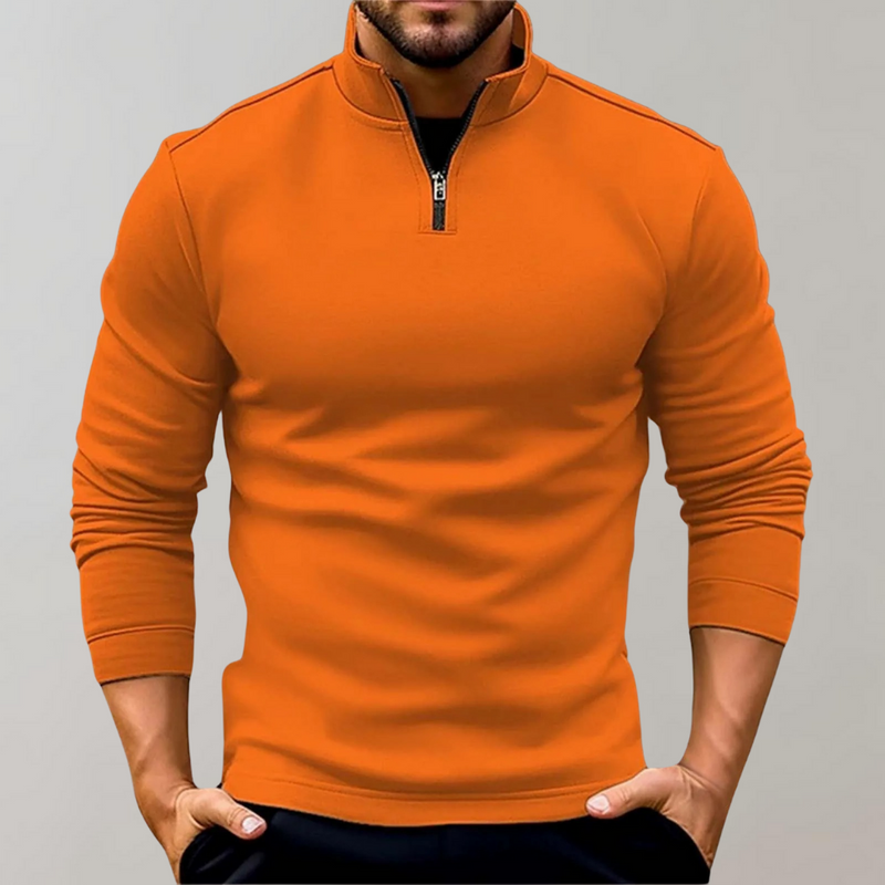 Bequemer Herrenpullover mit Reißverschluss und Niedrigem Kragen - Sven