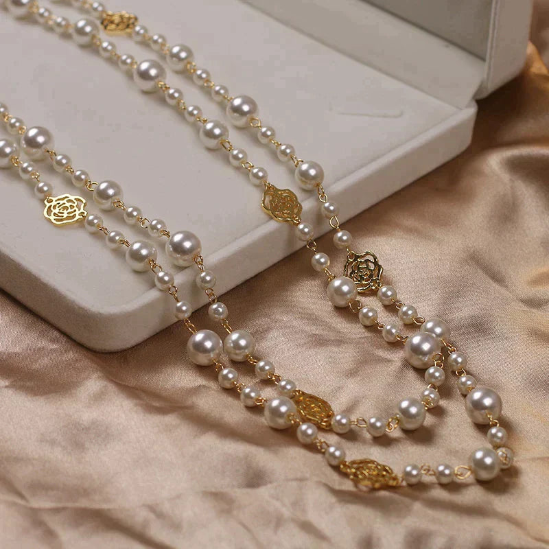 Camellia Long Pearl Necklace | For a Timeless Style