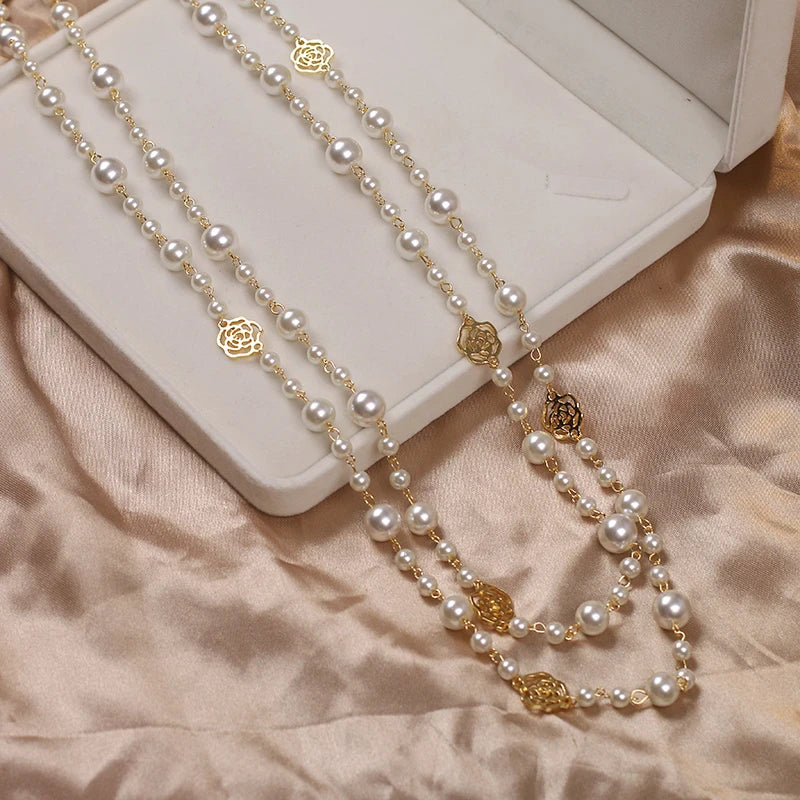Camellia Long Pearl Necklace | For a Timeless Style