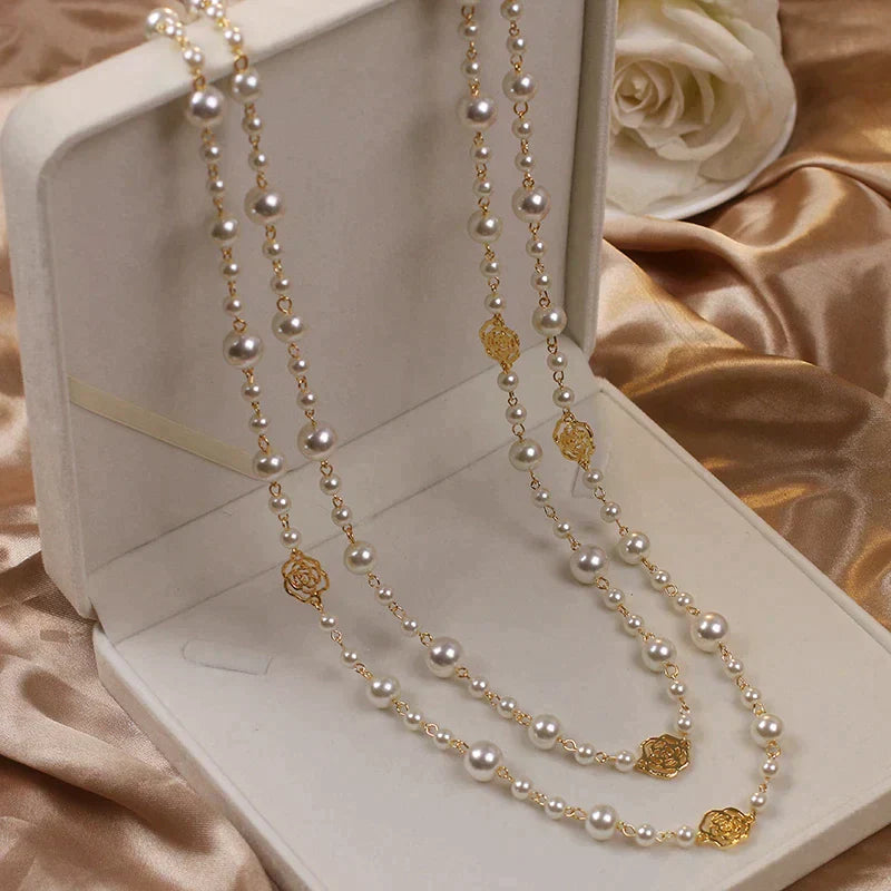 Camellia Long Pearl Necklace | For a Timeless Style