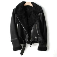 Leder Damenjacke mit Sherpa-Futter - Naomi