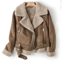 Leder Damenjacke mit Sherpa-Futter - Naomi