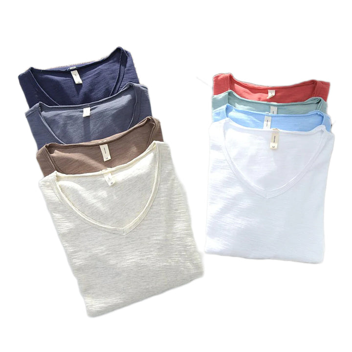 Leichtes Leinen V-Ausschnitt Shirt für Herren – Atmungsaktiv & sommerlich – Thilo