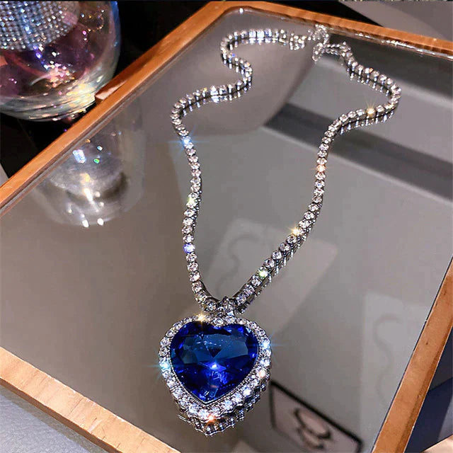 Blue Heart Crystal Necklace | Elegant and Stylish