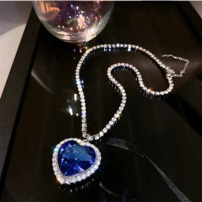 Blue Heart Crystal Necklace | Elegant and Stylish