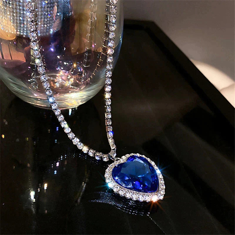 Blue Heart Crystal Necklace | Elegant and Stylish