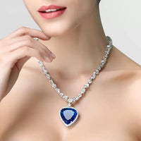 Blue Heart Crystal Necklace | Elegant and Stylish