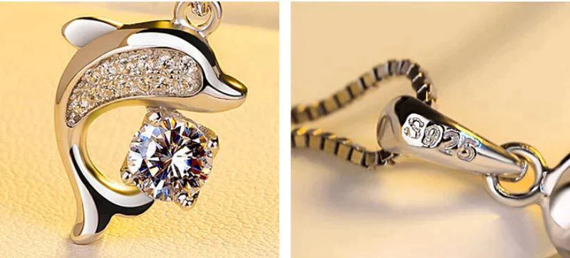 Crystal necklace with dolphin pendant | Lucky charm on a necklace!