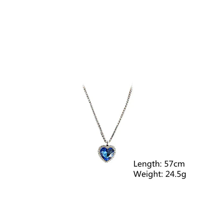 Blue Heart Crystal Necklace | Elegant and Stylish