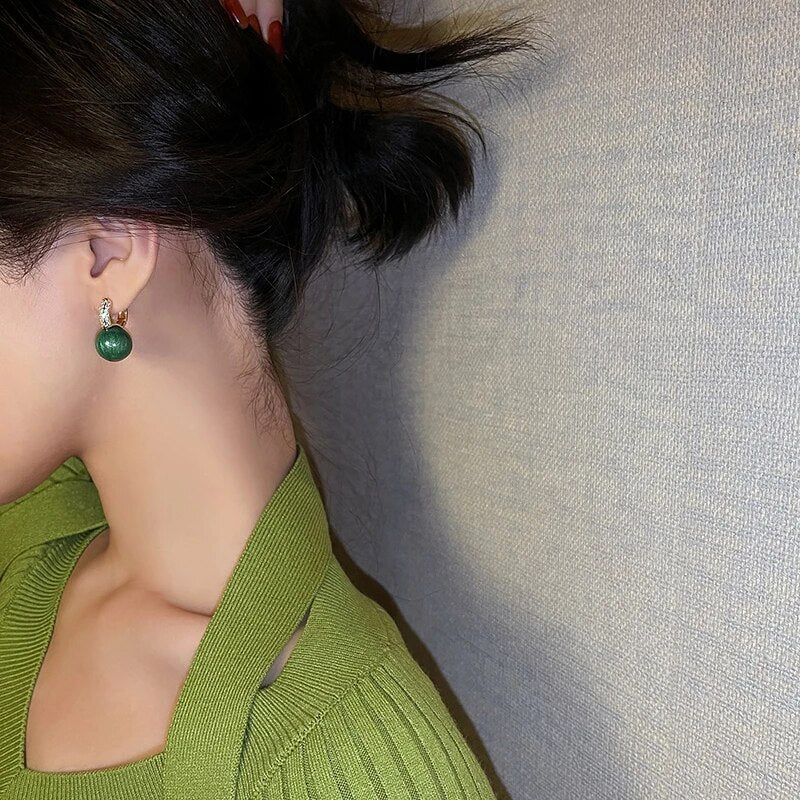 Green Pearls Earrings | Elegance and style in one design!