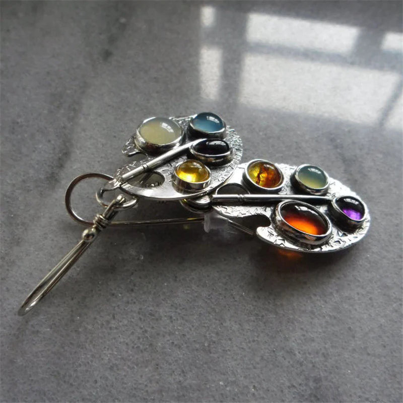 Oorbellen met Meerkleurige Steen Hanger - Levana