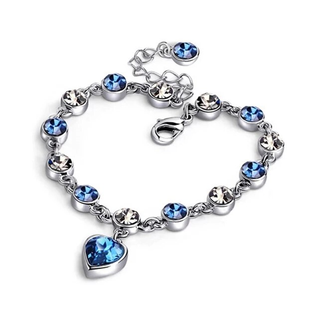 Ozeanherz Kristallarmband | Mit wunderschönem blauem Herzanhänger