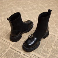 Suede Comfort Boots with Leather Trim 4