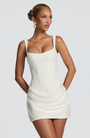 Mini Dress with Structured Bodice and Draped Skirt 1