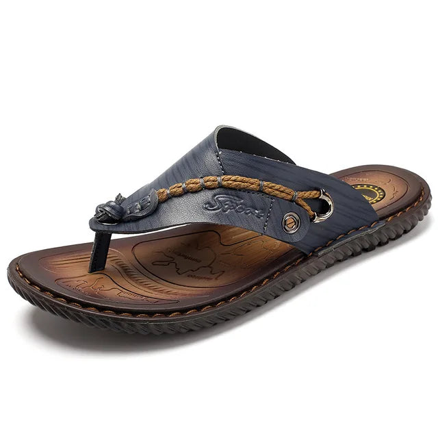Stylish Leather Flip-Flops - Levi