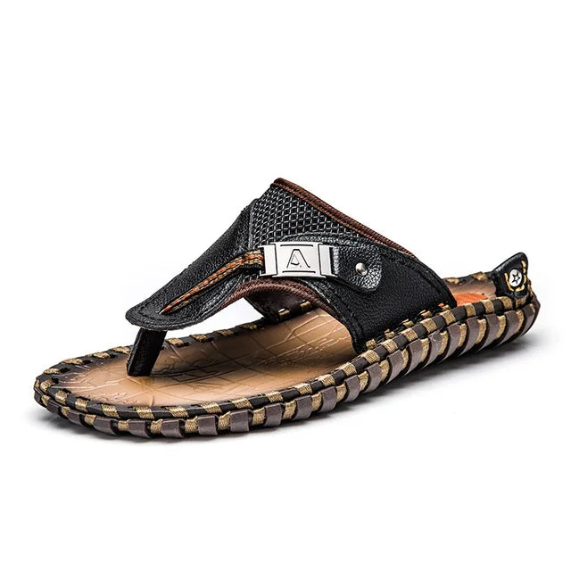 Stylish Leather Flip-Flops - Levi