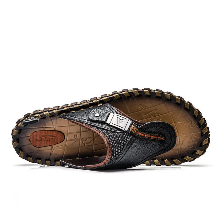 Stylish Leather Flip-Flops - Levi