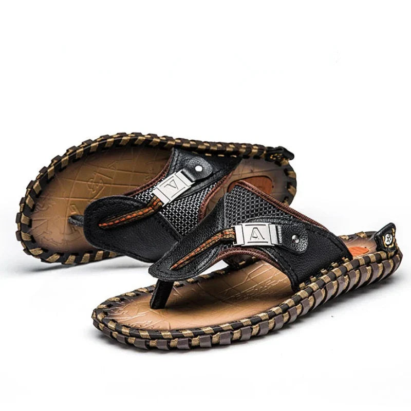 Stylish Leather Flip-Flops - Levi