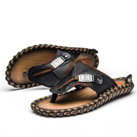 Stylish Leather Flip-Flops - Levi