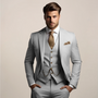 Men's Breathable Three-Piece Wedding Suit - Tailored Spring Formalwear 2