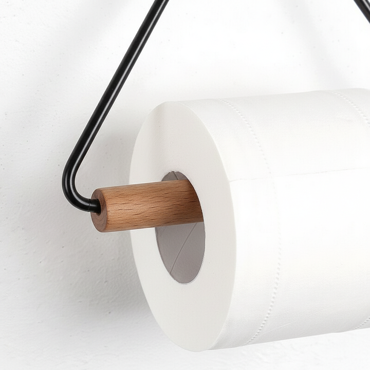 Minimalistischer Metall Holzhalter Set - BathTrium