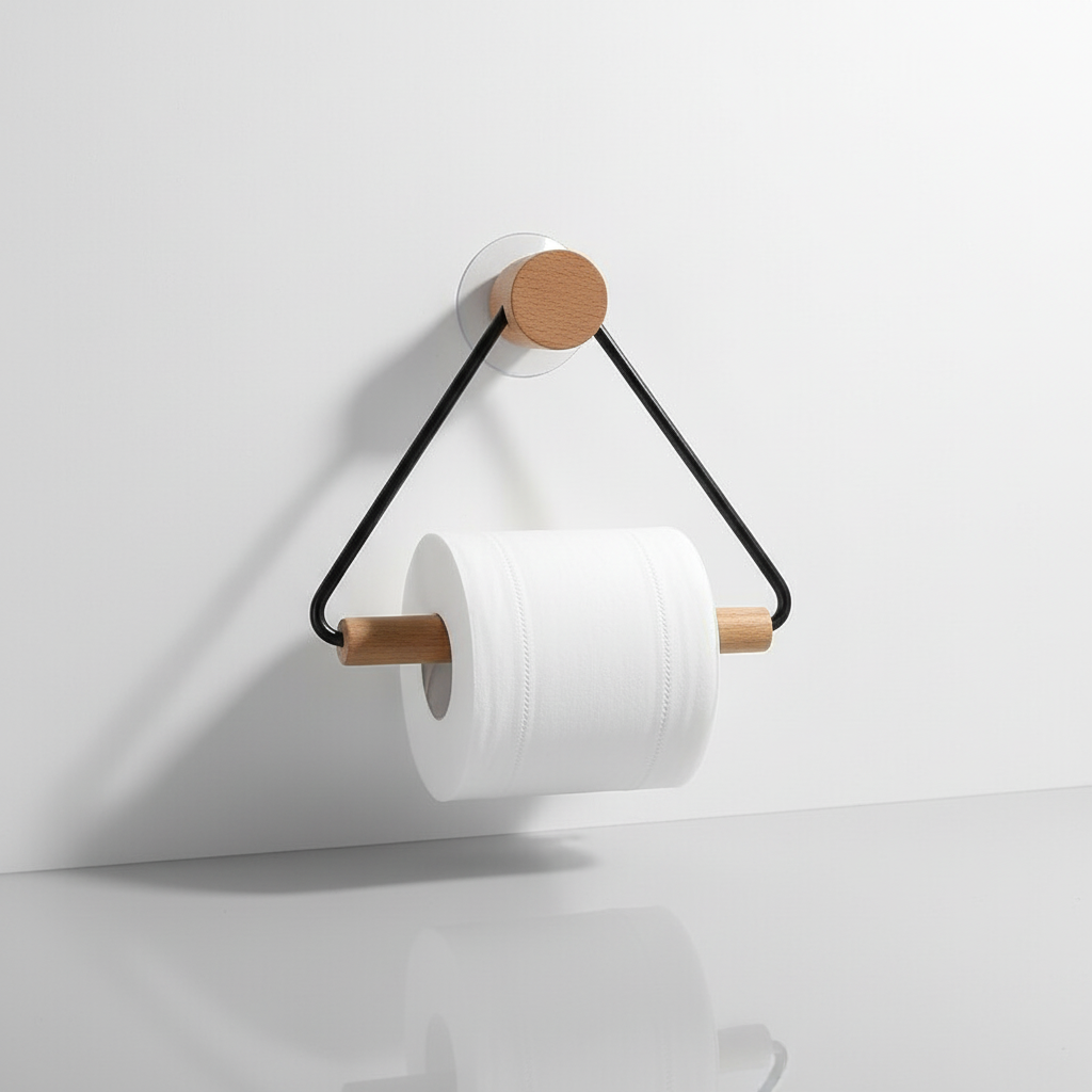 Minimalistischer Metall Holzhalter Set - BathTrium