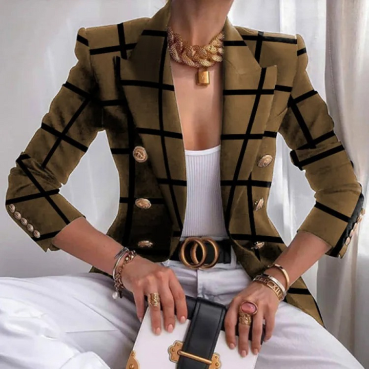Damenblazer mit doppelreihiger Knopfleiste und Revers - Eleganza