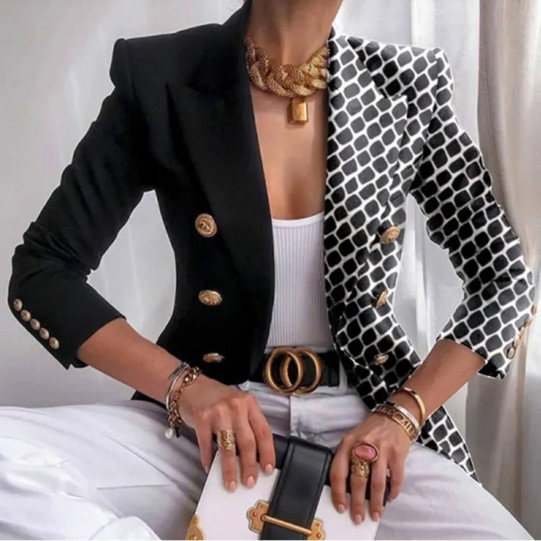 Damenblazer mit doppelreihiger Knopfleiste und Revers - Eleganza