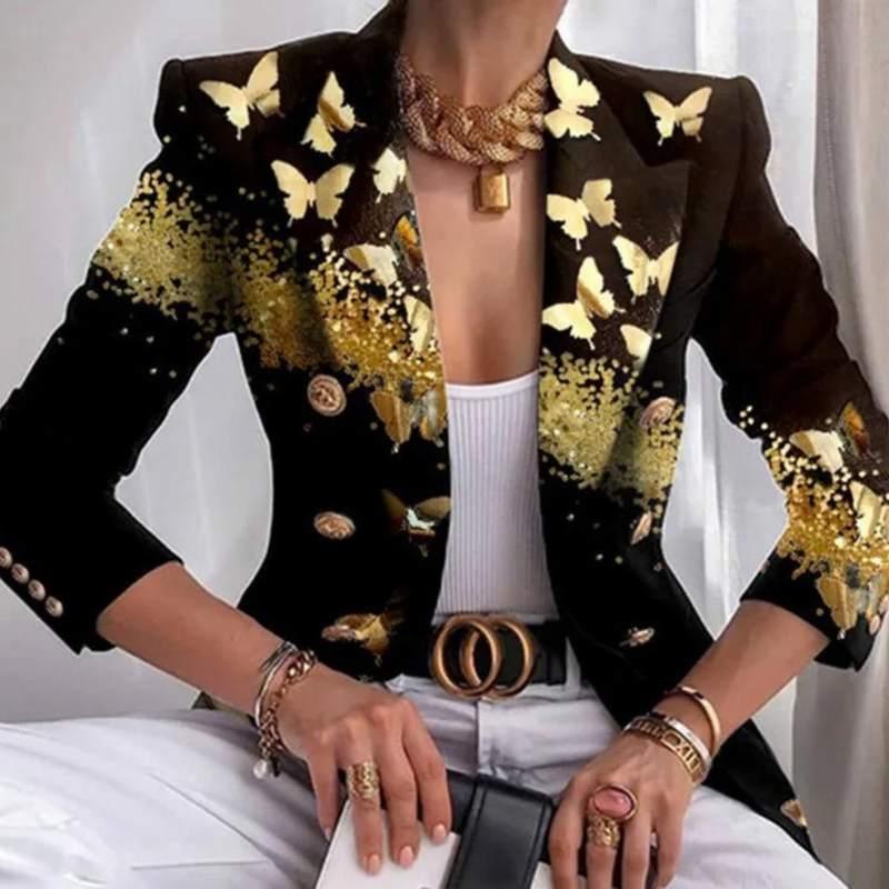 Damenblazer mit doppelreihiger Knopfleiste und Revers - Eleganza