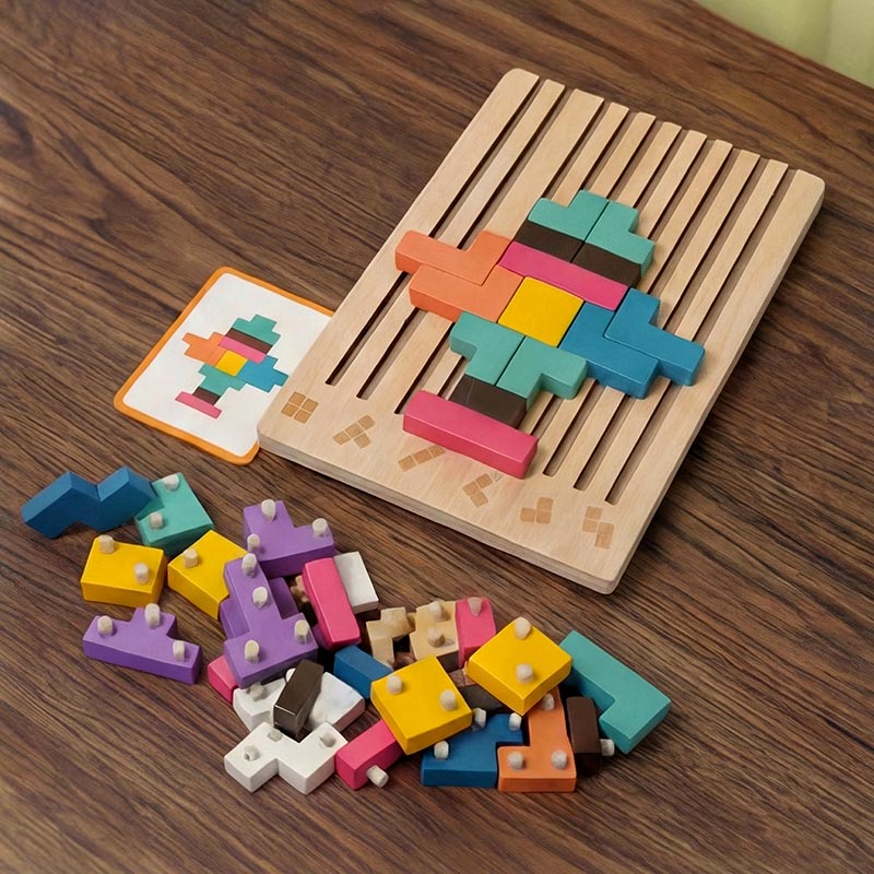 Wooden Montessori Tetris Stacking Puzzle - Educational Toy 4