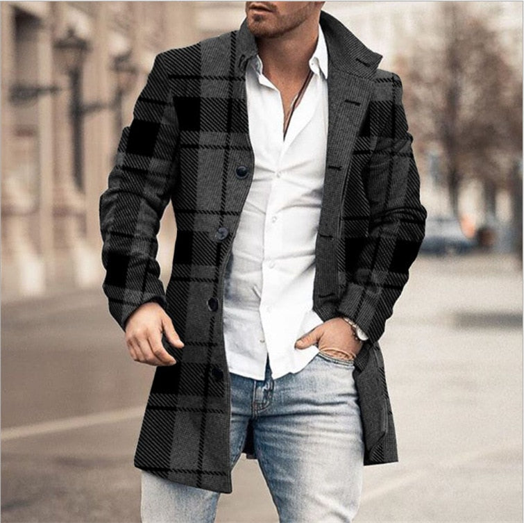 Stilvoller Mittellanger Kariert Herrenmantel - Stephen