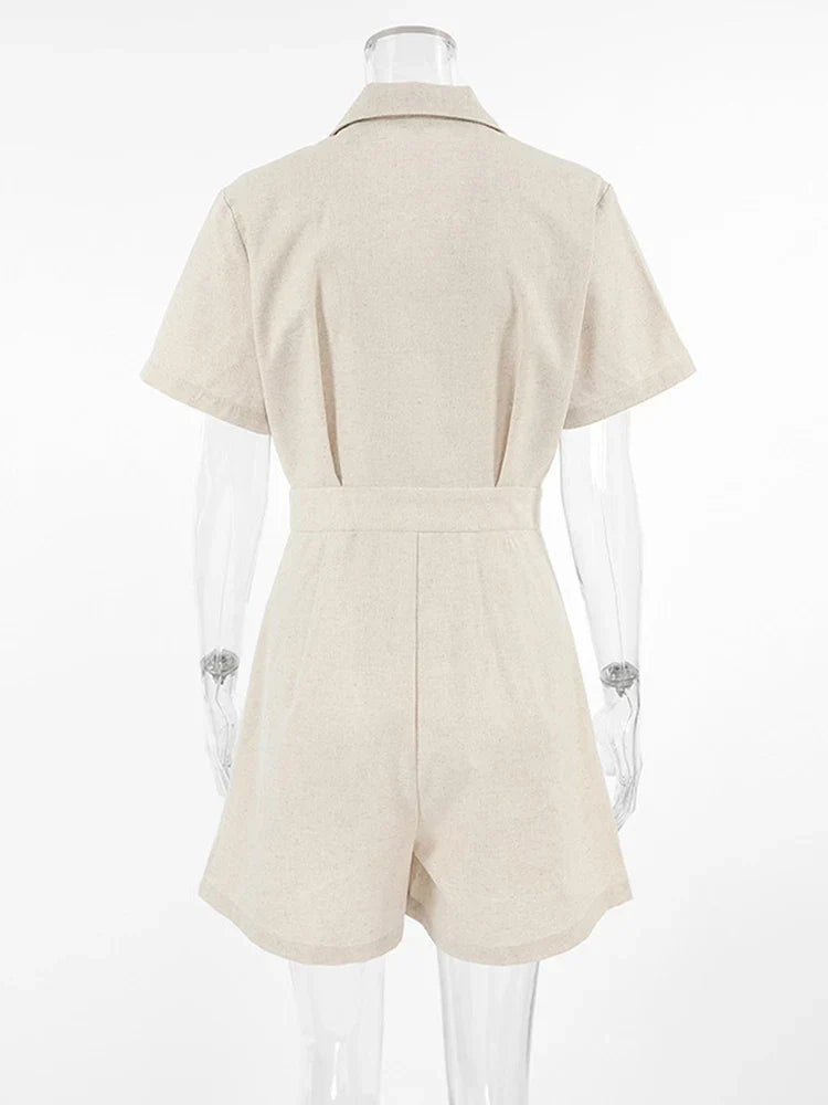 Linen Summer Jumpsuit with Short Sleeves – Maelis