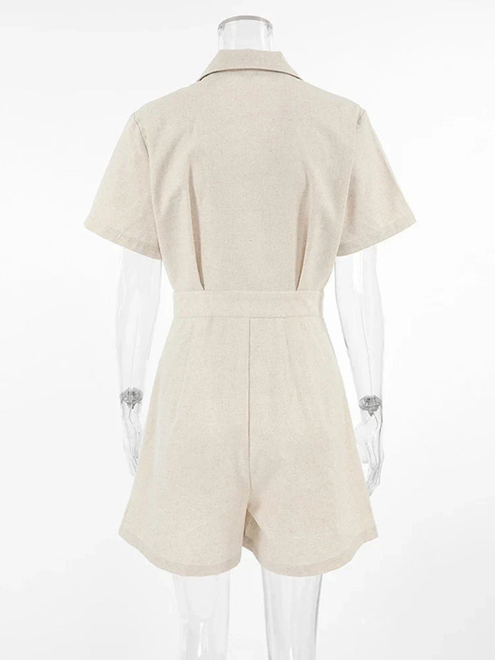 Linen Summer Jumpsuit with Short Sleeves – Maelis