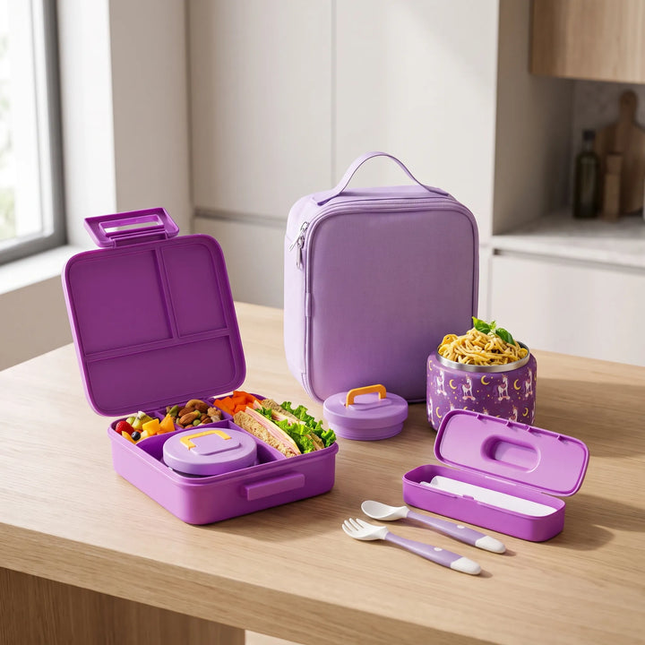 Multi-Compartment Children's Lunch Container Set - Noshly