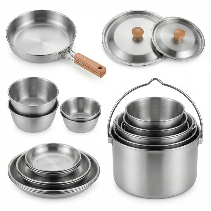 Multi-Piece Outdoor Camping Cookware Set -  Campori