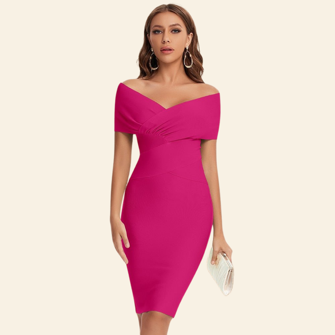Bandagenkleid mit V-Ausschnitt - Celeste